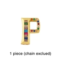 Detailed close-up of gold-plated letter P charm with colorful zircon stone inlay - Letter P Charm