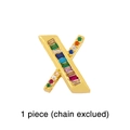 Gold mesh bracelet charm featuring letter X with colorful rainbow cubic zirconia stones - Letter X Charm