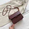 Vintage dark brown square crossbody bag with stylish resin chain and matte finish - Brown
