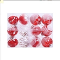12er-Pack rote und weiße PET-Weihnachtskugeln mit Schneeflockenmuster in transparenter Box - 12-teiliges rot-weißes Kugel-Set / Rot