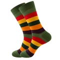 Close-up of colorful striped crew socks with high-quality ribbed knit texture details - Mexican Stripes