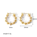 Detail view of 26mm gold hollow earrings with pearls and size measurements shown - Pearl Inlaid Hoop Style (HF-E3155)