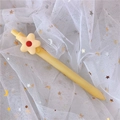 Creative yellow retractable gel pen featuring a 3D five-petal flower decoration - 0.5mm / Yellow Flower (Colorful Barrel)