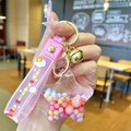 Pink star oil-filled acrylic keychain with colorful beads and unicorn silicone wristband - Pink Beans Five-pointed Star