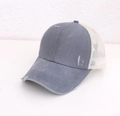 Berretto da baseball grigio scuro slavato con rete traspirante e design distressed - Grigio chiaro