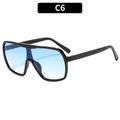 Oversized wrap sunglasses in black frame with light blue gradient lenses and bridge notch - Black Frame Gradient Blue Lens (C6)