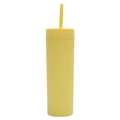 Matte yellow double-walled 16oz plastic tumbler with matching lid and straw - 16oz / Yellow