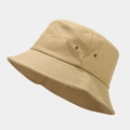 Close-up of tan canvas bucket hat showing metal eyelets and reinforced stitching details - One Size / Khaki