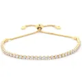 Adjustable golden tennis bracelet with single row of round white cubic zirconia stones - Gold