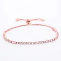 Classic rose gold tennis bracelet with round clear zircon stones and adjustable slide buckle - Rose Gold