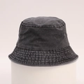 Cappello a secchiello vintage in cotone lavato grigio scuro con tesa impunturata - Taglia unica / Grigio Nero