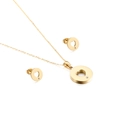 Gold stainless steel hollow heart pendant necklace and earrings jewelry set for women - Gold Hollow Round Heart Jewelry Set (KS132863-KFC)