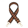 Adjustable geometric diamond pattern replacement shoulder strap with gold metal buckles - A-6 Black Yellow Brown Diamond