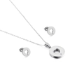 Silver hollow heart pendant necklace and stud earrings set in polished titanium steel - Silver Hollow Round Heart Jewelry Set (KS132862-KFC)
