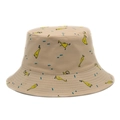 Dettaglio cappello alla pescatora in cotone beige con stampa illustrazione papera gialla - M (56-58cm) / Beige
