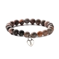 Pink zebra jasper beaded bracelet with silver heart lock pendant on white background - Heart Lock Pendant / Matte Pink Zebra