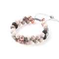 Natürlicher Rosa Zebrastein Vulkanstein Handgewebt / 8 Mm