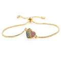 Bracciale regolabile con ciondolo a cuore in zirconi colorati effetto arcobaleno - Stile 5 (b312a)