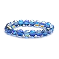 Blue AB coated 10mm crystal glass round beads bracelet with multi-faceted shine - 10mm Blue