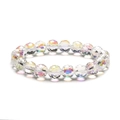 Rainbow crystal 10mm faceted glass bead bracelet with aurora borealis coating on white background - 10mm AB Clear Aurora