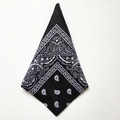 Black paisley bandana with classic pattern folded into a triangle for hip-hop and sports - Black