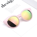 Detailopname van matroze zonnebril met levendige regenboog gepolariseerde lenzen - Roze Frame / Roze Lenzen
