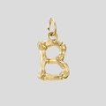 Bamboo textured 18K gold plated stainless steel letter B pendant for jewelry DIY - Gold-B
