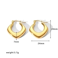 Pendientes de aro en C geométricos de acero inoxidable bañados en oro de 18k, 24mm - Estilo de Aro Cuadrado Dorado (EKR26-G)