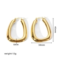 Polished golden hollow oval hoop earrings in stainless steel with 45mm height dimensions - Chunky Oval Hoop (HF-E3108)