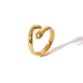 Polished 18k gold plated stainless steel hugging hands open ring 5mm width 3.0g - Adjustable Open / Gold