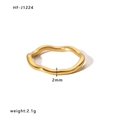 Classic 18K gold plated stainless steel wavy ring with a minimalist 2mm slim design - US 6 / Slim Wave (HF-J1224) / Gold