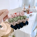 Set of four Morandi-colored chiffon scrunchies in pink, green, brown, and navy blue - Morandi Color Series