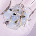 Carved opal angel wing pendants with metal clasps for jewelry making and necklaces - Opalite