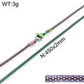 Iridescent stainless steel bead chain necklace with lobster clasp, 450mm length and 2mm width - Ultra-thin Iridescent Box Chain (KN107926-Z) / 450mm x 2mm