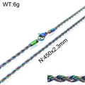Rainbow stainless steel rope chain 450mm x 2.3mm with secure lobster clasp and 6g weight - Thin Iridescent Rope Chain (KN107928-Z) / 450mm x 2.3mm