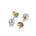 Golden Shamballa stud earrings with white micro-pave crystals and butterfly backs - 6mm / Gold (KE60135-Z)