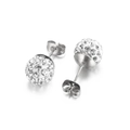 Sparkling crystal ball stud earrings featuring white rhinestones on silver metal base - 10mm / Steel Color (KE63300-Z)