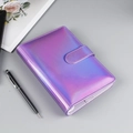 Pastel purple holographic PU leather loose-leaf ring binder notebook with magnetic closure - A6 No Inner Pages / Laser Purple