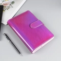 Holographic laser PU leather loose-leaf notebook in purple-pink gradient with snap closure - A6 No Inner Pages / Laser Rose Red