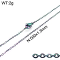 Cadena de acero de titanio arcoíris de 500x1,5 mm con cierre de langosta pequeño - Estilo de Cadena O (KN107941-Z) / 500mm x 1.5mm
