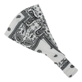 Elastic bohemian paisley print headband for women featuring white and black vintage patterns - White