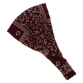 Detail of dark red paisley print elastic headband with bohemian floral pattern - Burgundy