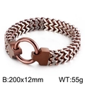 Two-tone stainless steel curb chain bracelet for men with silver and gold weaving - Silver Bronze 20cm (KB134778-KFC)