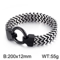 Men's punk double row steel chain bracelet in silver and matte black finish - Silver Black 20cm (KB134776-KFC)