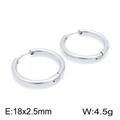 Polished silver stainless steel hoop earrings in 18mm diameter variant size - 18x2.5mm / Steel