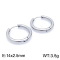 Polished silver stainless steel hoop earrings in 14x2.5mm size for a minimalist look - 14x2.5mm / Steel