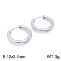 Polished silver stainless steel hoop earrings in a 12mm size for a sleek minimal style - 12x2.5mm / Steel
