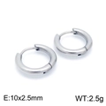 Silver stainless steel hoop earrings in 10x2.5mm size for a minimalist street style - 10x2.5mm / Steel