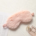 Soft pink plush rabbit fur sleep mask with elastic satin headband for cozy eye protection - Plain Style / Coral Orange