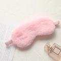 Plush pink faux fur sleep eye mask with elastic strap for travel and home relaxation - Plain Style / Fresh Pink